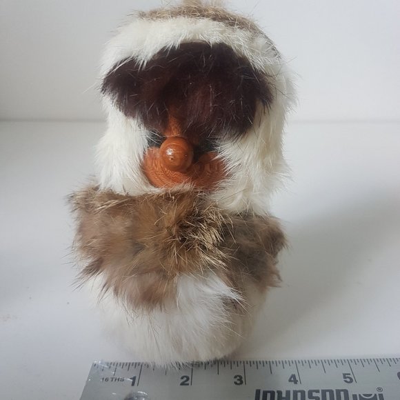 Vintage Wood Inuit Doll with Fur Raymond Bourbeau Handmade - Picture 7 of 14
